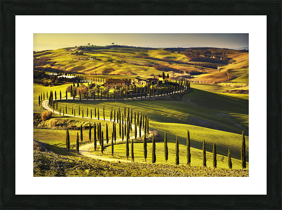 Crete Senesi sunset landscape. Tuscany Picture Frame print