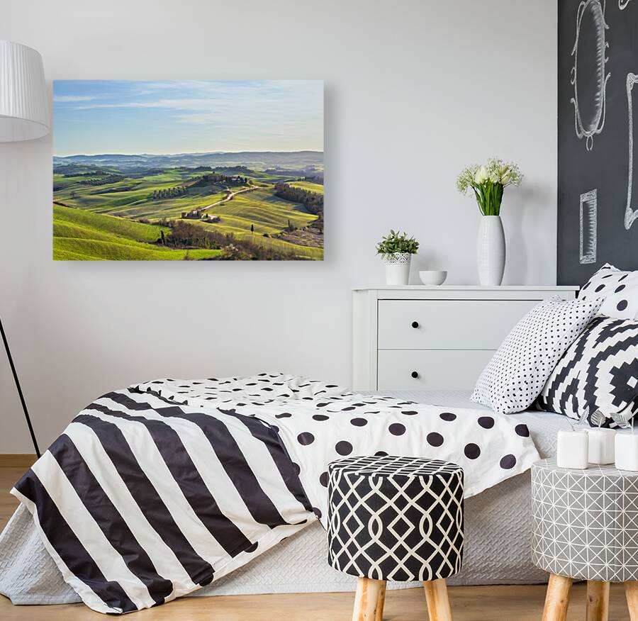 Rural landscape at sunset in the Crete Senesi. Tuscany Italy Reproduction