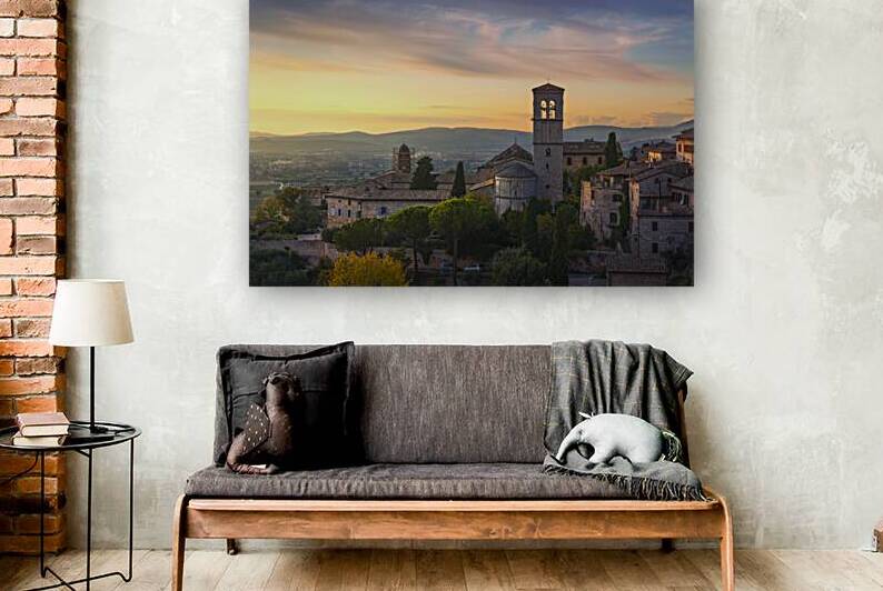 Assisi town at sunset. Umbria Italy. by Stefano Orazzini