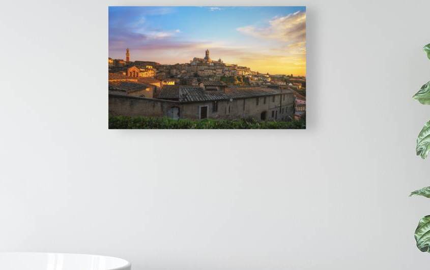 Siena skyline at sunset. Mangia tower and Duomo. Italy by Stefano Orazzini
