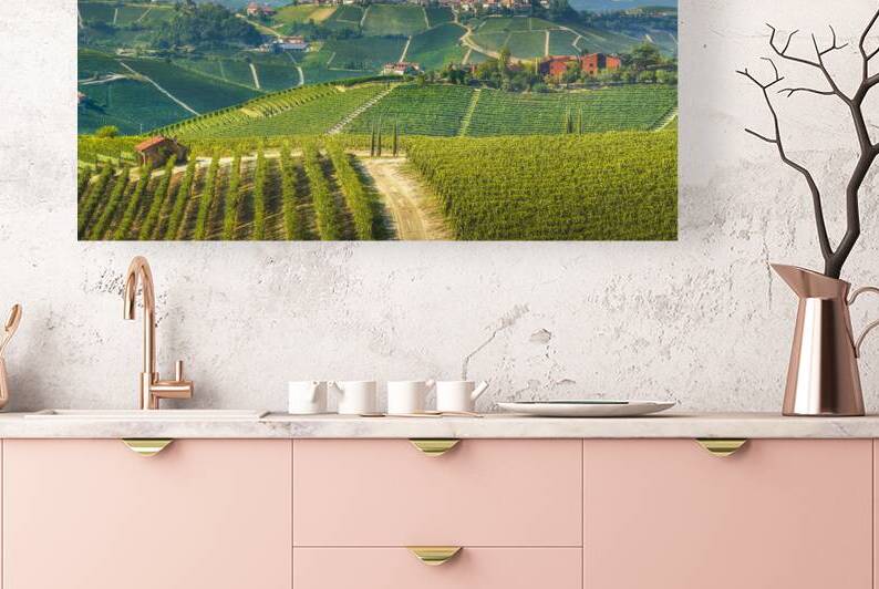 Langhe vineyards landscape and Castiglione Falletto. Italy by Stefano Orazzini