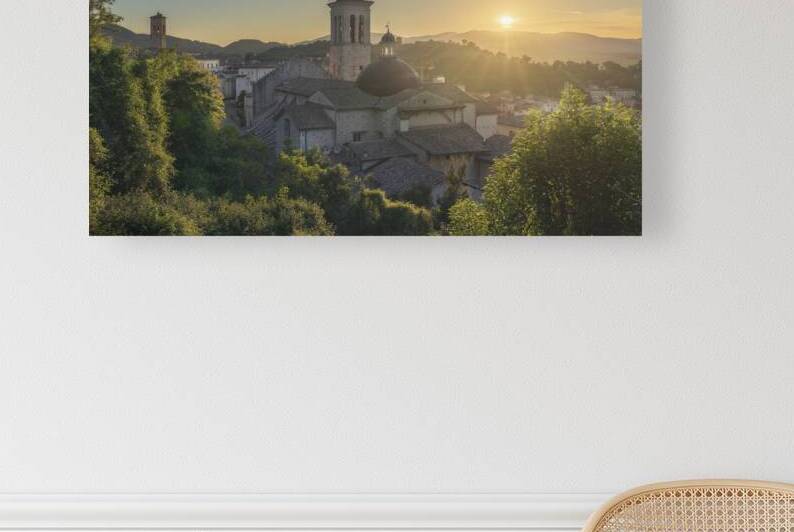 Saint Mary cathedral in Spoleto at sunset. Italy by Stefano Orazzini