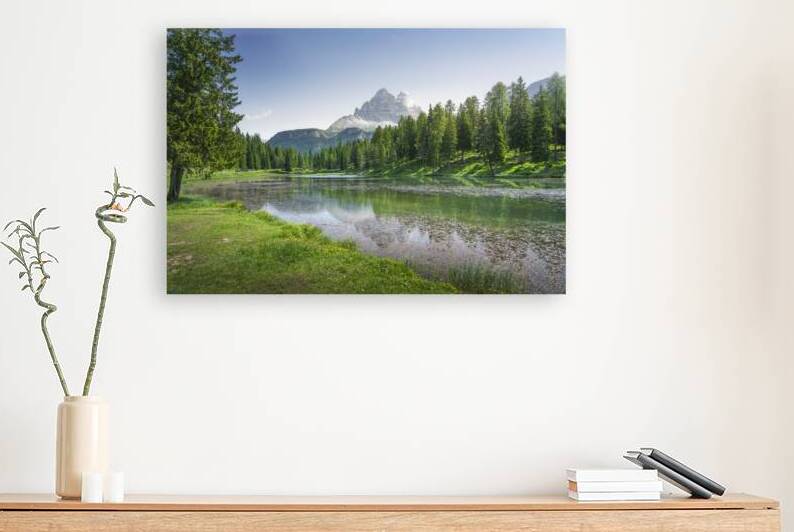 Lake Antorno and Three Peaks mountains in the background. Veneto by Stefano Orazzini