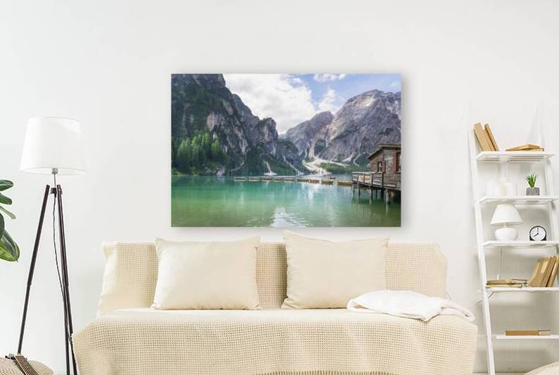 Boats in Pragser Wildsee and Dolomites mountains by Stefano Orazzini