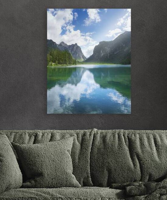 Landscape of Lake Dobbiaco in the Dolomites Italy by Stefano Orazzini