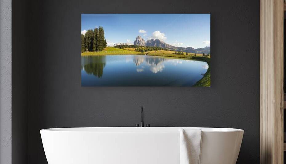 Lake and mountains in Seiser Alm. Dolomites by Stefano Orazzini