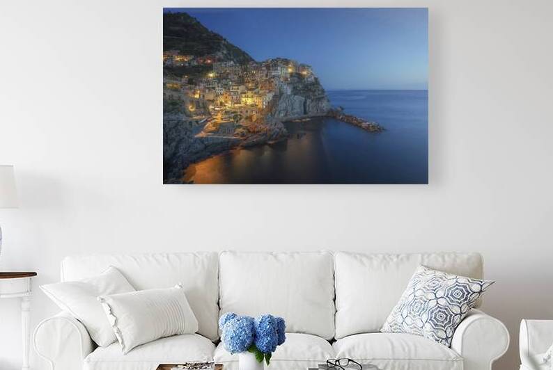 Blue hour over Manarola village. Cinque Terre by Stefano Orazzini