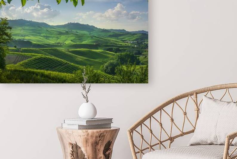 Langhe vineyards landscape and La Morra in the background. Piedm by Stefano Orazzini