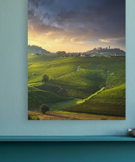 Langhe vineyards landscape and La Morra village by Stefano Orazzini