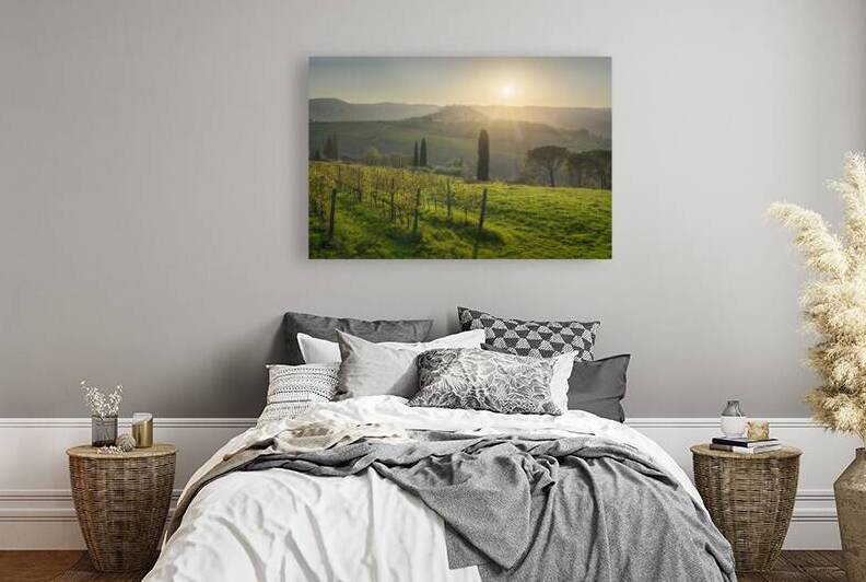 Chianti vineyards landscape at sunset. Tuscany by Stefano Orazzini