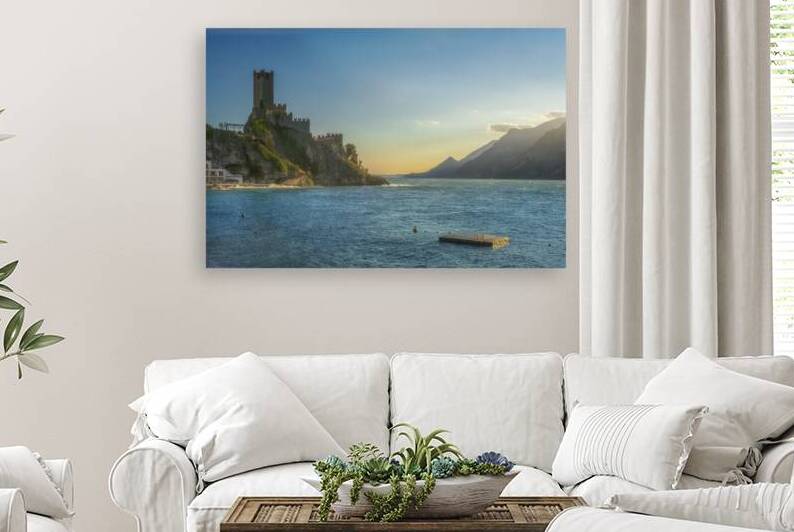 Sunset View of Malcesines Scaliger Castle on Lake Garda Italy by Stefano Orazzini