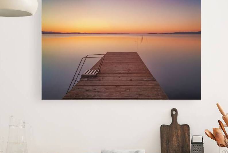 Golden Stillness. Wooden Pier on Lake Trasimeno Umbria by Stefano Orazzini