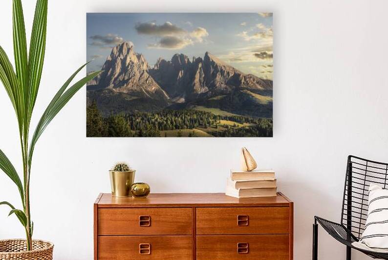 Seiser Alm Sunset and the Majestic Langkofel Peaks Dolomites by Stefano Orazzini