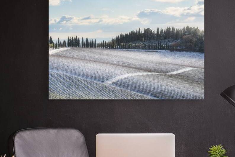 Rare Winter Snowfall over the Radda in Chianti Vineyards by Stefano Orazzini