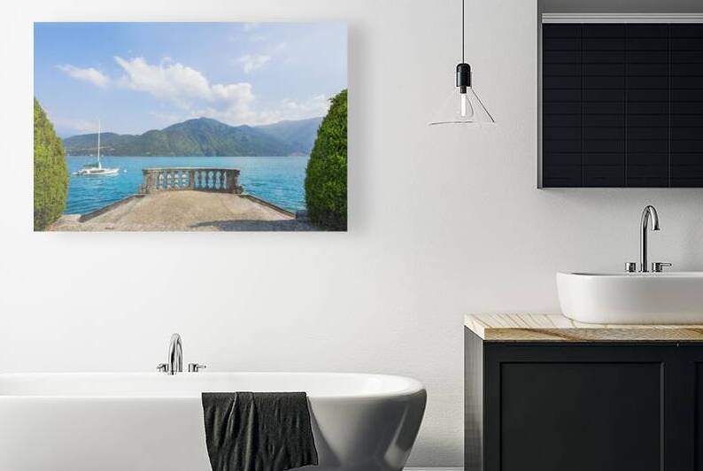 Historic terrace on Lake Como and a boat by Stefano Orazzini