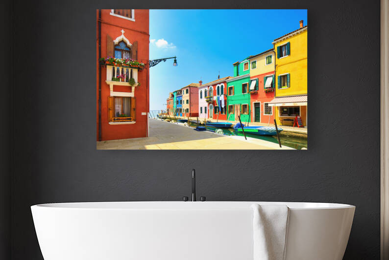 Colurful buildings of Burano island. Venetian lagoon by Stefano Orazzini