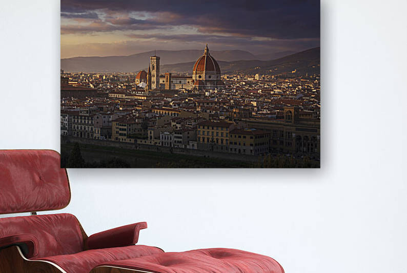 Florence Duomo cathedral. Sunset view from Piazzale Michelangelo. Italy by Stefano Orazzini