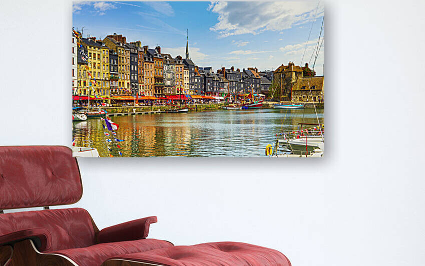 Honfleur village skyline harbor. Normandy France by Stefano Orazzini