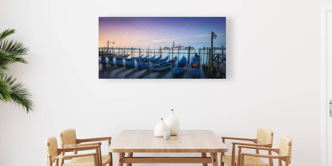 Venice lagoon San Giorgio church and gondolas at sunrise. Italy by Stefano Orazzini