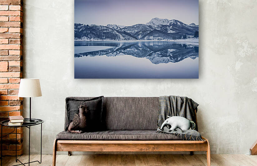 Gramolazzo iced lake and snow in Apuan mountains. Italy by Stefano Orazzini