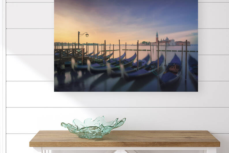 Venice San Giorgio church and gondolas at sunrise. Italy by Stefano Orazzini