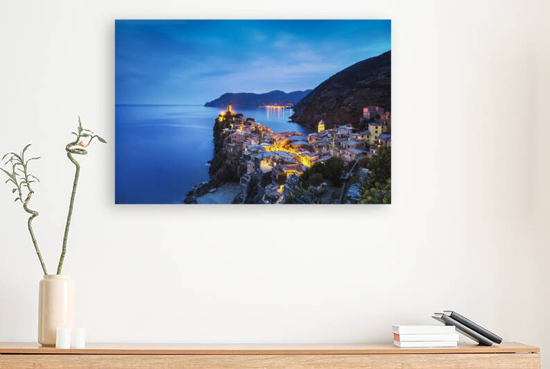 Vernazza village aerial view at twilight. Cinque Terre by Stefano Orazzini