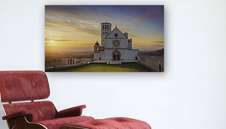 San Francesco Basilica church at sunset. Assisi Umbria Italy. by Stefano Orazzini
