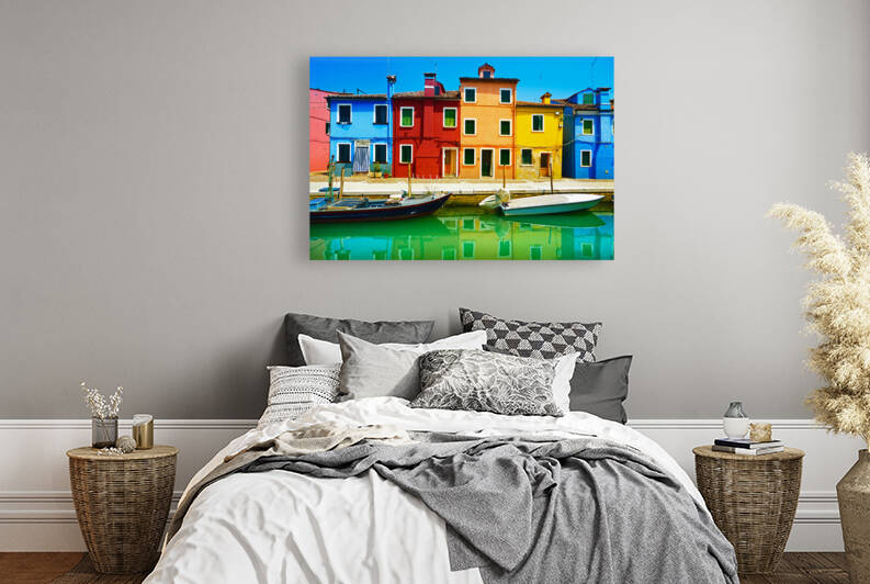 Burano island canal and colorful houses. Lagoon of Venice by Stefano Orazzini