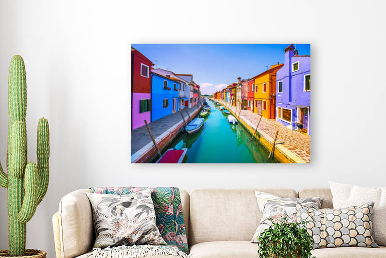 Burano island canal and colorful houses. Venice by Stefano Orazzini