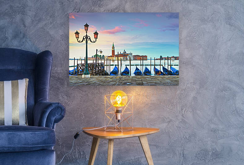 San Giorgio church and gondolas in Venice. Italy by Stefano Orazzini