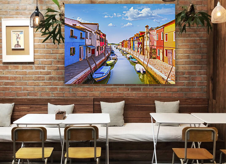 Burano island canal and colorful houses. Venice by Stefano Orazzini