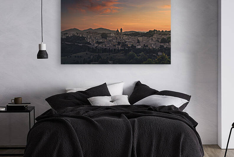 Urbino city skyline after sunset. Italy. by Stefano Orazzini