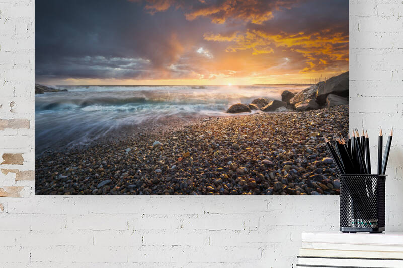 Stormy sea. Waves and foam at sunset. Cecina Italy by Stefano Orazzini