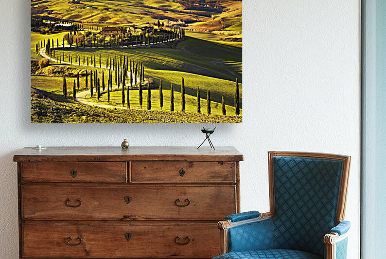 Crete Senesi sunset landscape. Tuscany Reproduction