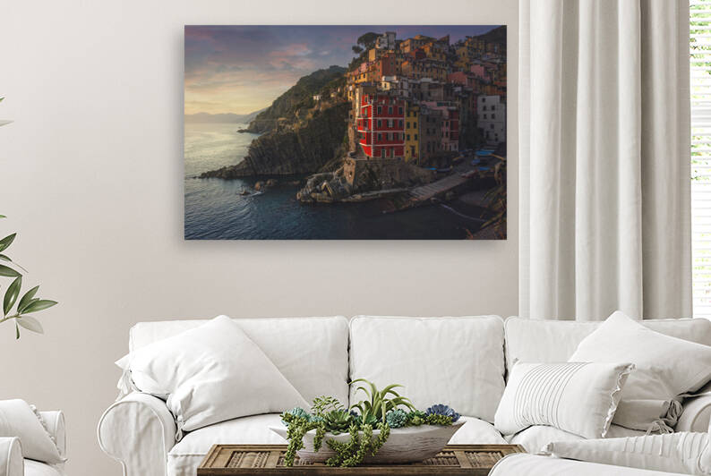Riomaggiore village view at sunset. Cinque Terre. Italy by Stefano Orazzini