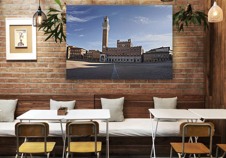 Siena. Piazza del Campo square and Mangia tower. Italy by Stefano Orazzini