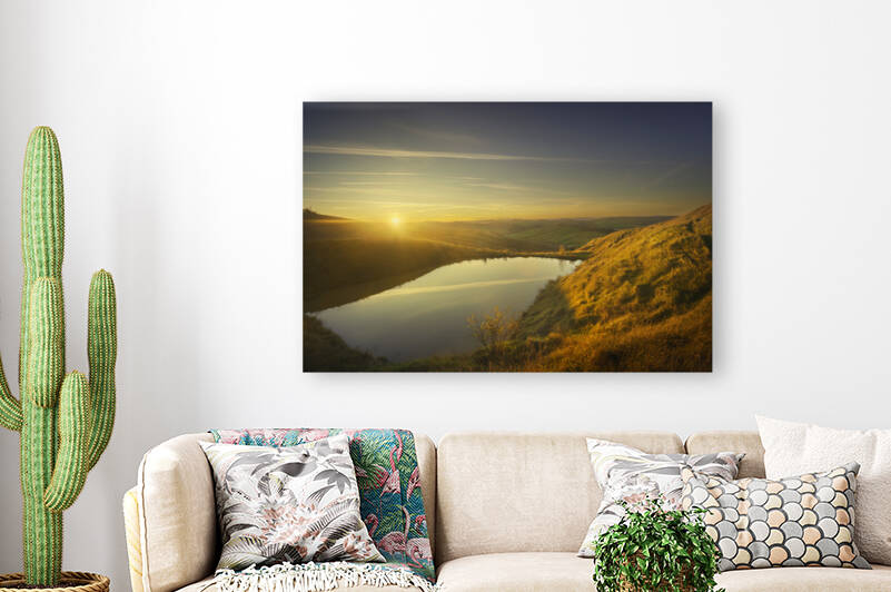 Small lake and rolling hills at sunset. Crete Senesi landscape by Stefano Orazzini