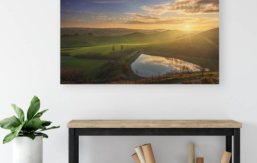 Lake and rolling hills. Castelfiorentino Tuscany Italy by Stefano Orazzini