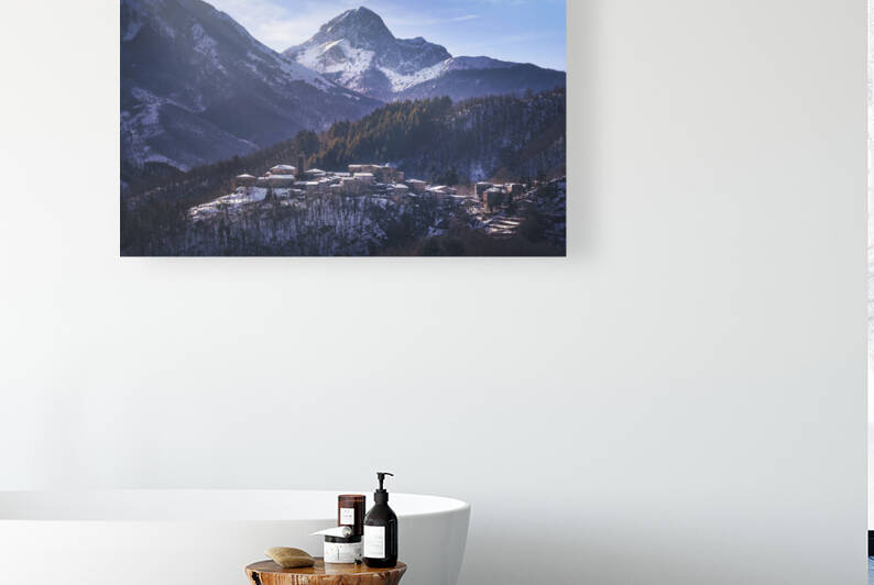 Nicciano village and Apuan mountains in winter. Italy by Stefano Orazzini