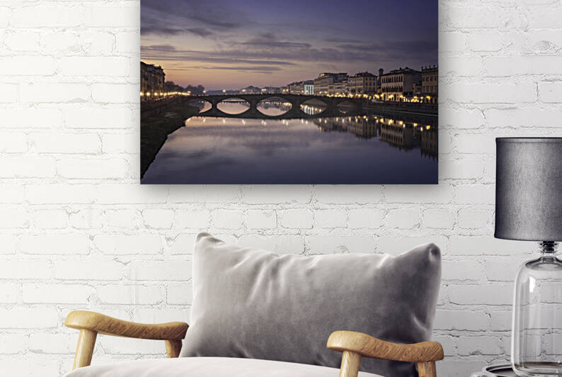 Carraia medieval Bridge on Arno river at sunset. Florence Italy by Stefano Orazzini