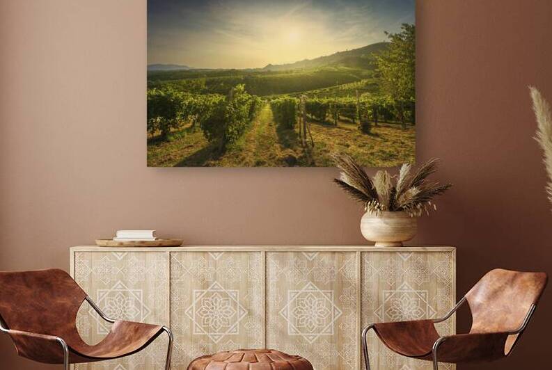 Sunset over vineyards in Prosecco Hills. Valdobbiadene Italy by Stefano Orazzini