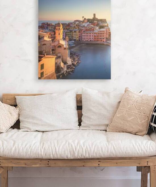 Vernazza village view at sunset. Cinque Terre Italy by Stefano Orazzini