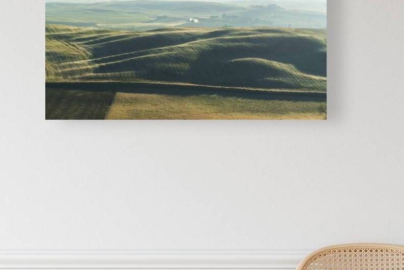 Foggy morning in Tuscany. Rolling hills at sunrise. Pienza by Stefano Orazzini