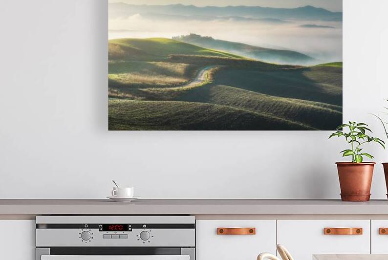 Foggy morning landscape in Volterra. Tuscany Italy by Stefano Orazzini