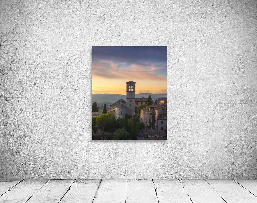 Assisi town and Santa Maria Maggiore church. Umbria Italy Wall Preview