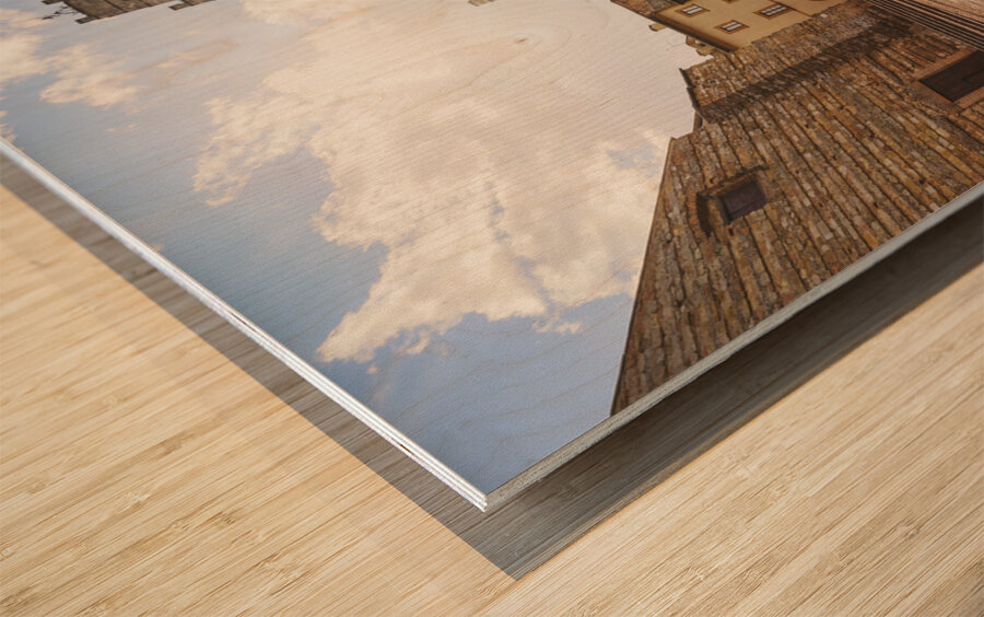 Piazza Grande and Palazzo Comunale of Montepulciano. Tuscany Wood print