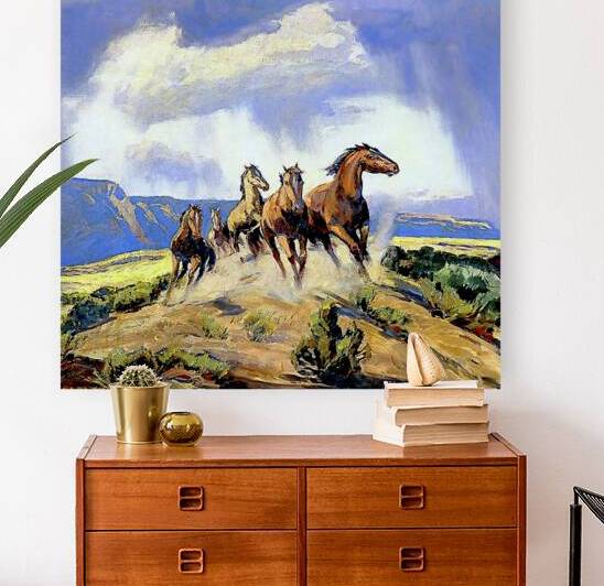 “Wild Horses of Nevada” Vintage Western Art by Carl Oscar Borg by Fabricci