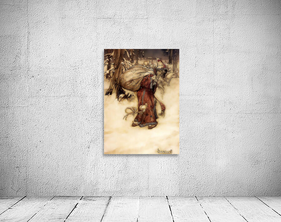 Santa Claus Fantasy Watercolour by Arthur Rackham by Fabricci Wall Art