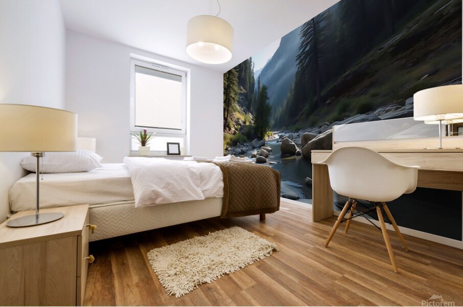 Calm Mountain Valley  Mural print