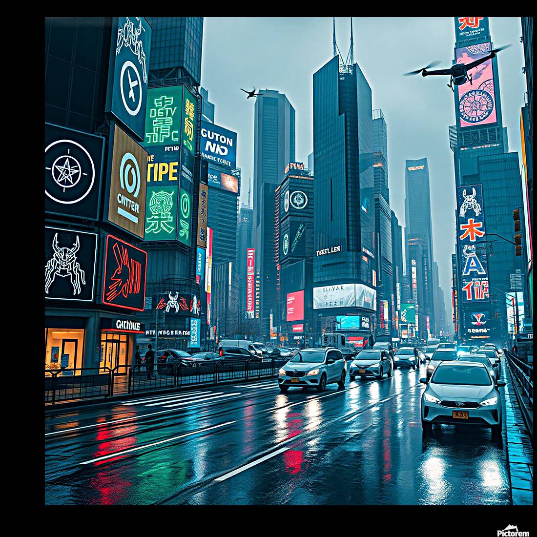 A Cyberpunk Cityscape  Reproduction